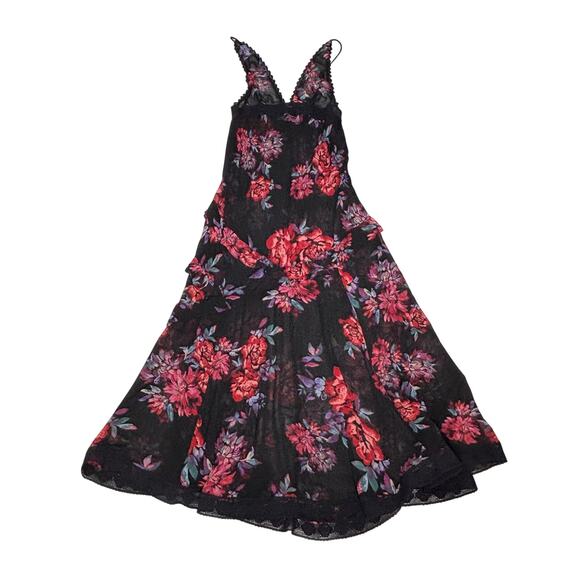 Free People Intimately Stay Awhile Floral Maxi Dress Black Sheer S - Picture 2 of 10